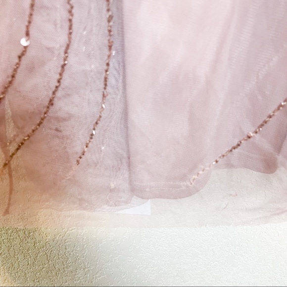 Adrianna Papell Spaghetti Strap Beaded Blouson Gown Taupe Pink Size 6 - Picture 8 of 13